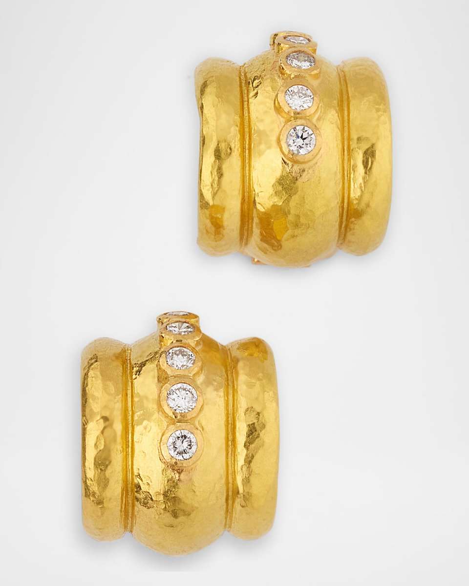 19K Amalfi Diamond Gold Huggie Earrings